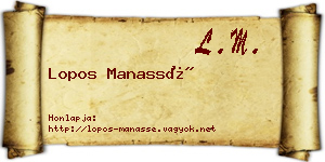 Lopos Manassé névjegykártya